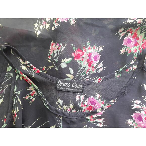 Dresscode Floral Prints Cold Shoulder Hi-Low Hem Chiffon Lightweight Blouse Fits - Picture 12 of 14